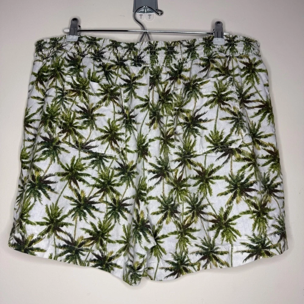 BRIGGS Tropical Linen Blend Beachy Boho Drawstring Tassel Stretchy Flowy Shorts